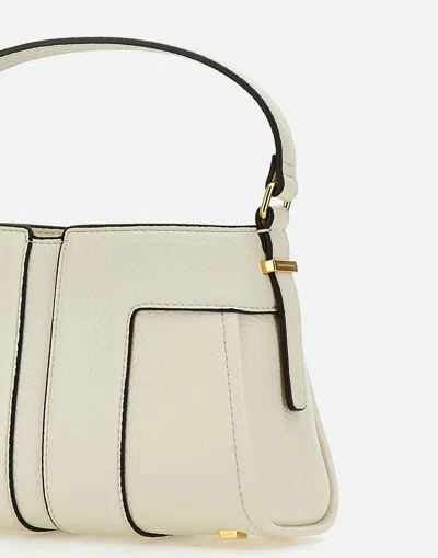 Elisabetta Franchi Hammered Vegan Leather Handbag In Butter