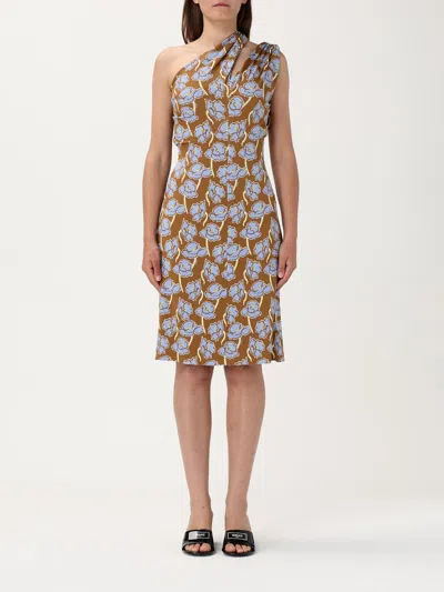 Versace Printed Stretch Crepe One-shoulder Dress