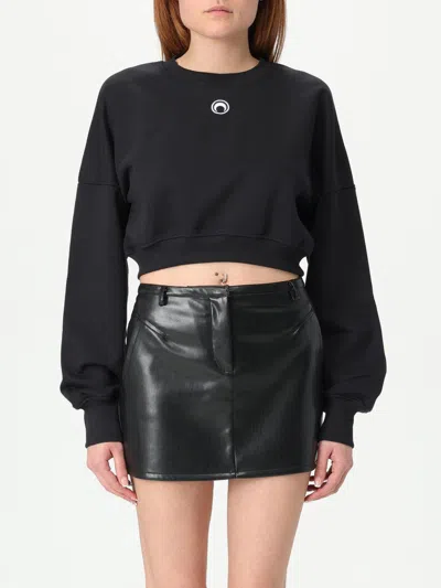 Marine Serre Cropped Black Long-sleeve Top With Minimalist Design