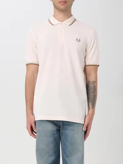 Comme Des Garçons Peach Cotton Knit Polo With Stripes