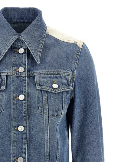 Givenchy Denim Jacket With Chest Pockets And Contrast Shoulder Panel In Blue