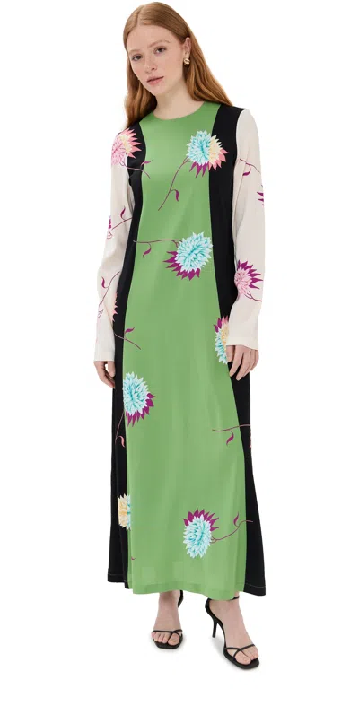 La Doublej Long Sleeve Swing Dress Derby Placee In Brown