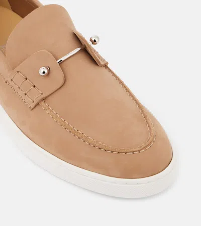 Christian Louboutin Chambeliboat Suede Loafers In Brown