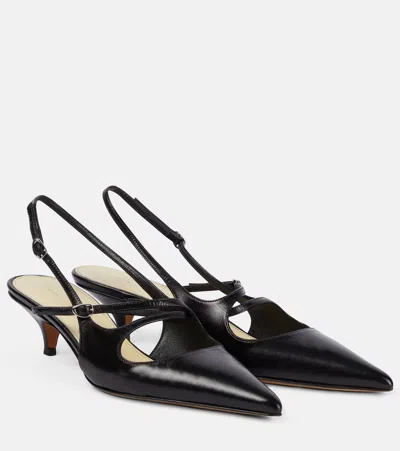Proenza Schouler Slash Crossover Slingback Leather Pumps In Black