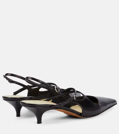 Proenza Schouler Slash Crossover Slingback Leather Pumps In Black