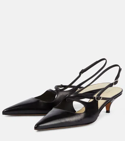 Proenza Schouler Slash Crossover Slingback Leather Pumps In Black