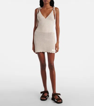 Attico Crochet Tie-strap Dress In Neutral