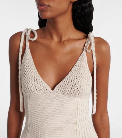 Attico Crochet Tie-strap Dress In Neutral