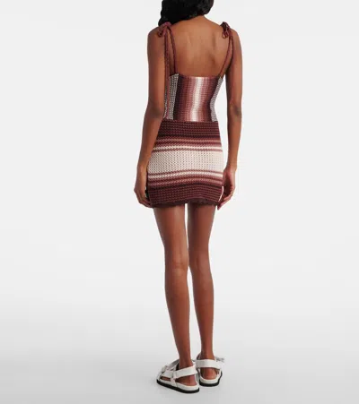 Attico Chocolate Brown Cotton Mini Dress In Multi