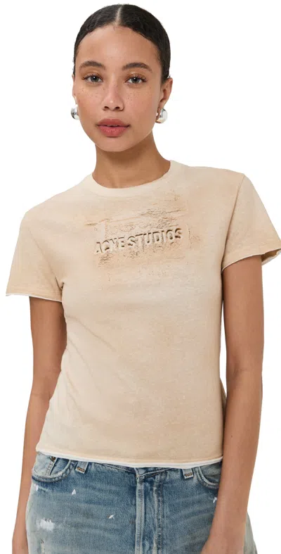 Acne Studios Womens Sand Beige Logo Short-sleeve Cotton-jersey T-shirt Xs In Neutral