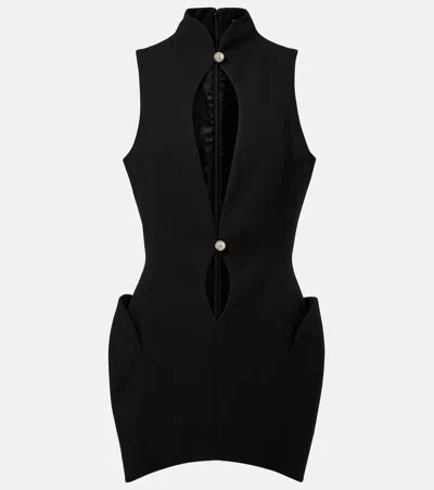 mugler wool mini dress Mugler: Gray Checked Stockman Mini Dress
