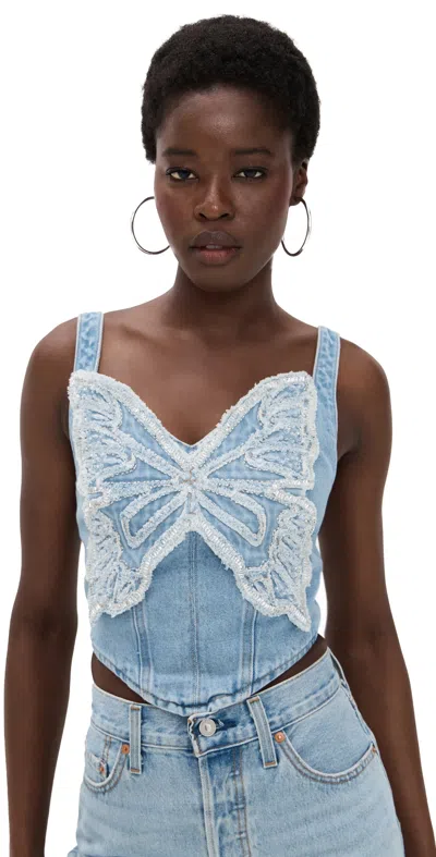 Patbo Camila Coelho Denim Top Blue In Blue