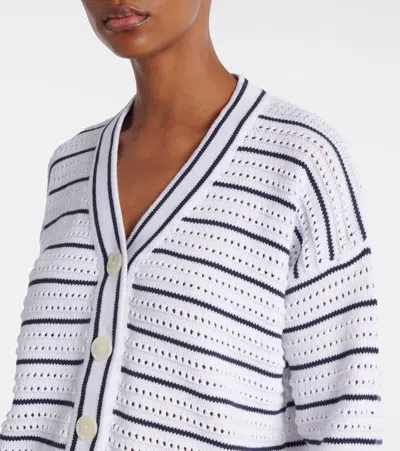 Varley Antonia Relaxed Cardigan In White Blue Nights