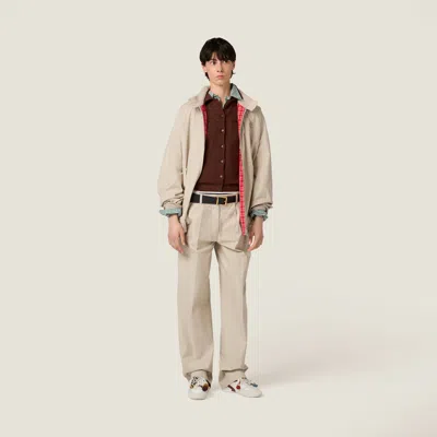 Miu Miu Panama Cotton Pants In Neutral