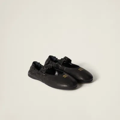 Miu Miu Logo Ballerina In Black