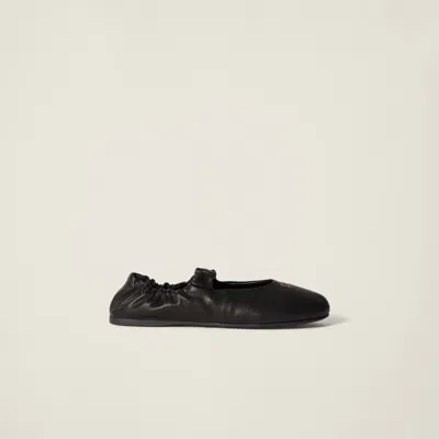 Miu Miu Logo Ballerina In Black