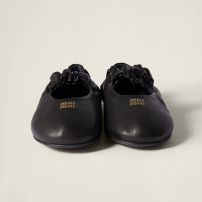 Miu Miu Logo Ballerina In Black