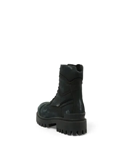 Balenciaga Black Combat Strike Cotton-canvas Boots Men In Animal Print