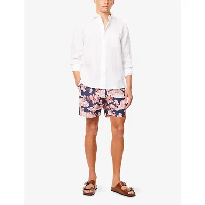 Derek Rose Mens Maui Graphic-pattern Swim Shorts Navy Xl