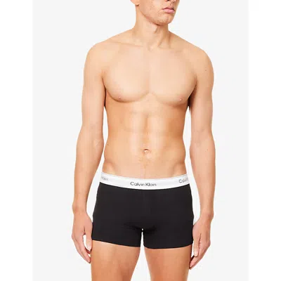 Calvin Klein Mens Icon Logo-waist Pack Of Three Stretch-cotton Trunks Black Black Black