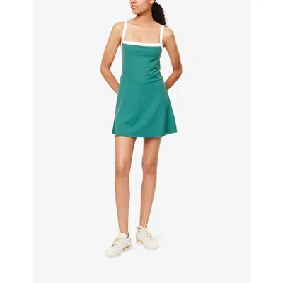 Splits59 Womens Monah Rigor Shoulder-straps Stretch-woven Mini Dress Arugula White In Green