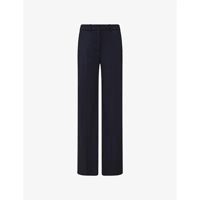 Joseph Womens Navy Morissey Tailoring Soft-flare Stretch-wool Trousers