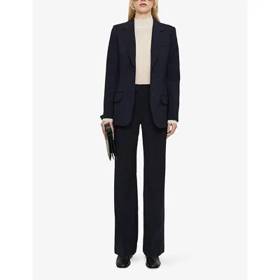 Joseph Womens Navy Morissey Tailoring Soft-flare Stretch-wool Trousers