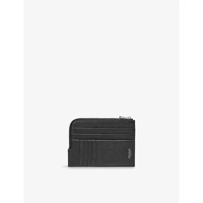 Aspinal Of London Tobacco Logo-print Grained Leather Travel Wallet In Black