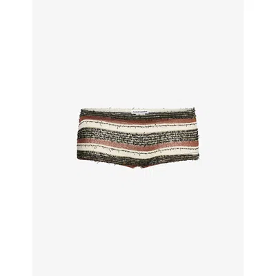 Jaded London Womens Stripe Knit Mini Shorts Earth Xs In Multi
