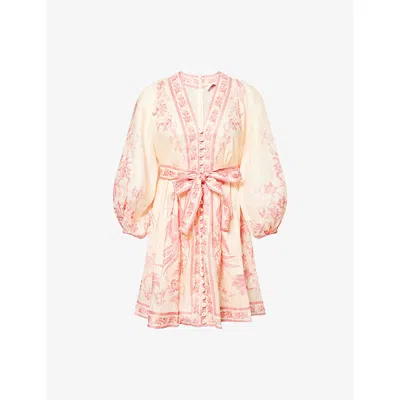 Zimmermann Beige Lucky Printed Mini Dress