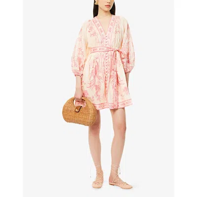 Zimmermann Beige Lucky Printed Mini Dress