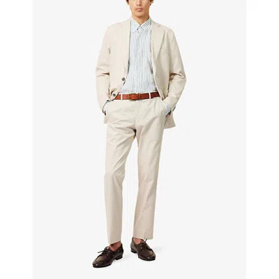 Oscar Jacobson Mens Regular-fit Striped Linen Shirt Laurel Green