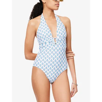 Heidi Klein Womens La Croisette Rectangle Halterneck Swimsuit Prt-prt Xs