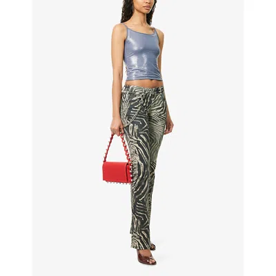 Jaded London Womens Sparkle Lua Metallic Double-layer Stretch-mesh Vest Top