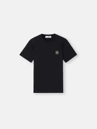 Stone Island Logo Cotton T-shirt In Black