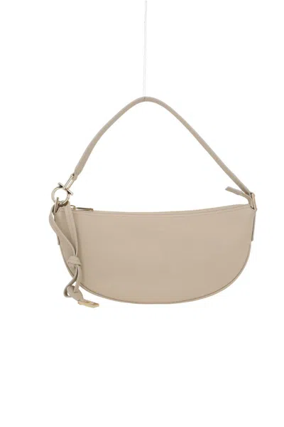 Ferragamo Gray Leather Shoulder Bag In Neutral