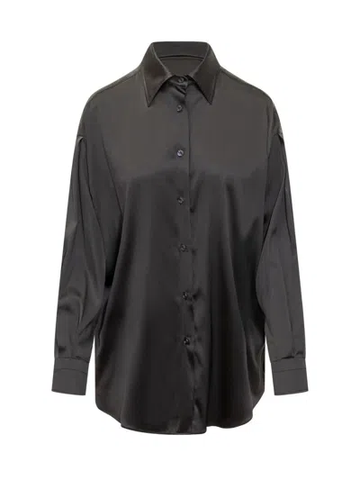 Tom Ford Stretch Silk Satin Relaxed Fit Shirt Clothing In Black