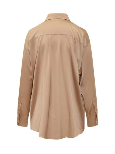 Tom Ford Relaxed Fit Stretch Silk Satin Blouse In Pale Beige