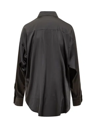 Tom Ford Stretch Silk Satin Relaxed Fit Shirt Clothing In Black