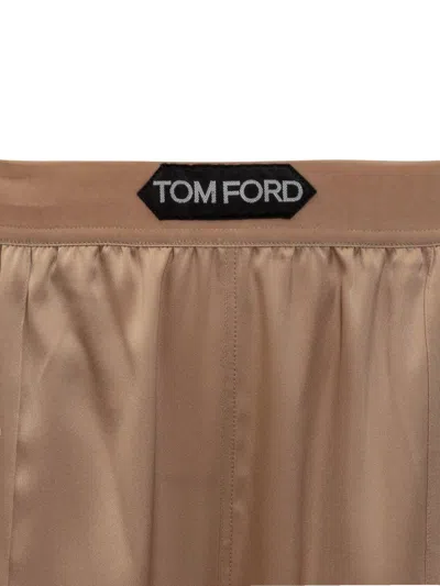 Tom Ford Straight-leg Pajama Style Silk Pants In Neutral