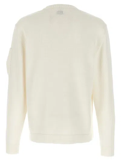 C.p. Company 'diagonal Raised' White Sweatshirt With Lens Motif On The Arm