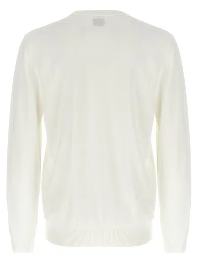 C.p. Company 'diagonal Raised' White Sweatshirt With Lens Motif On The Arm