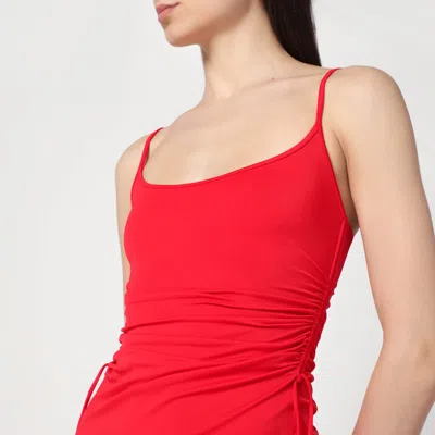 Attico Mini Length Ruched Detailing Side Slit Strappy Beach Cover Up