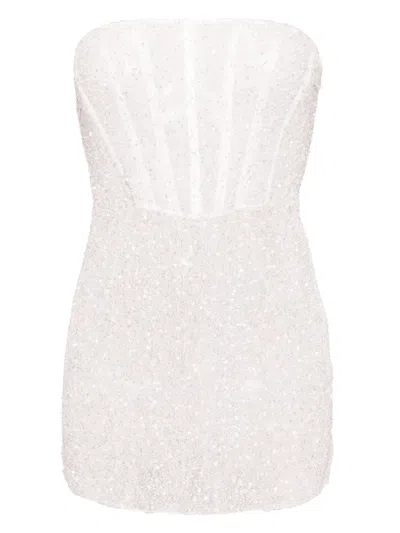 Kiki De Montparnasse Ange Strapless Embellished Lace Mini Dress In Ivory