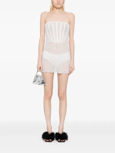 Kiki De Montparnasse Ange Strapless Embellished Lace Mini Dress In Ivory