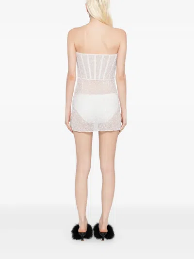 Kiki De Montparnasse Ange Strapless Embellished Lace Mini Dress In Ivory