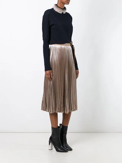 Shop Valentino Pleated Skirt - Neutrals