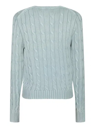 Polo Ralph Lauren Womens Kimberly V-neck Cable-knit Cotton Jumper Light Chambray