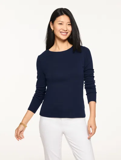 Talbots Petite - Crewneck T-shirt - Blue - Xl