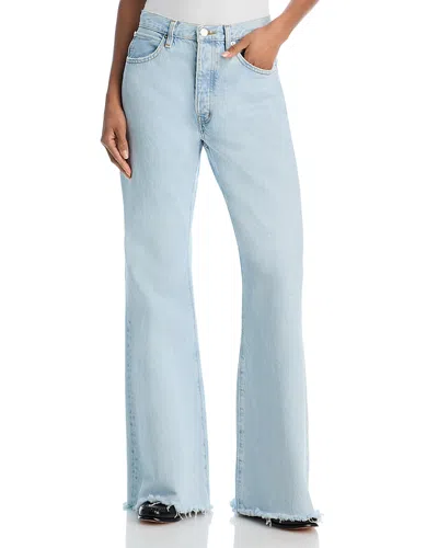 Frame The Lax Frayed High Waist Flare Jeans In Wisp Raw Fray